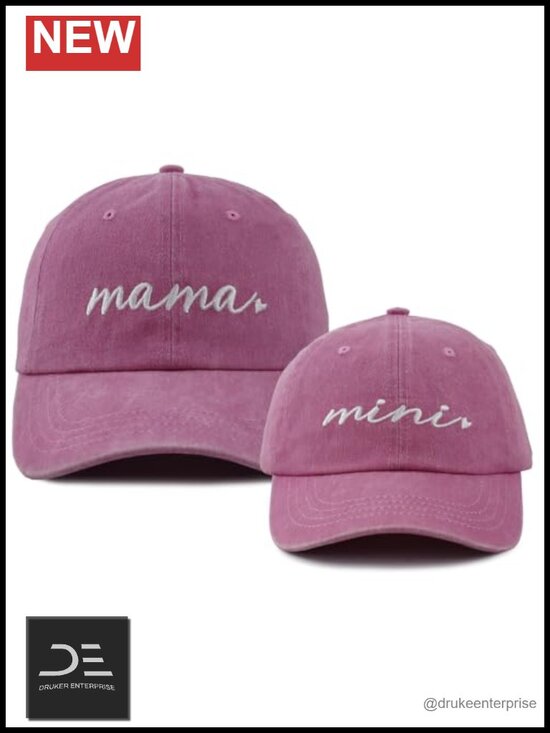 Mommy & Me Matching Cotton Baseball Caps Set of 2 Adjustable